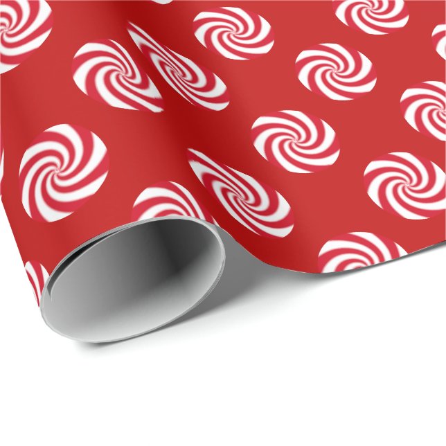 Peppermint Candy Swirl Christmas Holiday Wrapping Paper (Roll Corner)