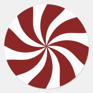 Peppermint Candy Swirl Red and White Classic Round Sticker