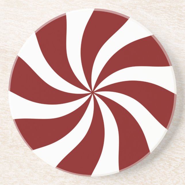 Peppermint Candy Swirl Red and White Coaster (Front)