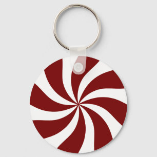 Peppermint Candy Swirl Red and White Key Ring