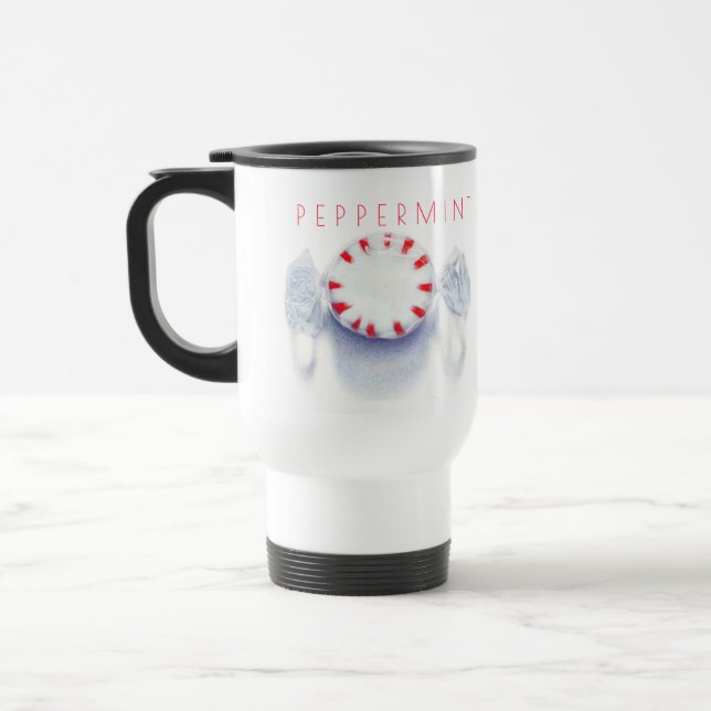 PEPPERMINT CANDY Travel Mug + Text (Left)