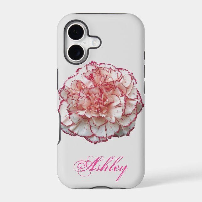 Peppermint Carnation Flower w/ Name (Back)