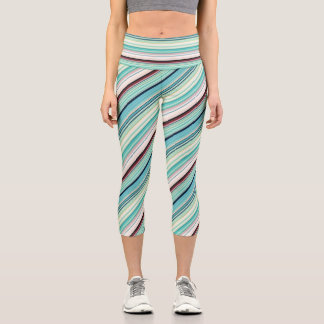Peppermint Cascade Striped  Capri Leggings