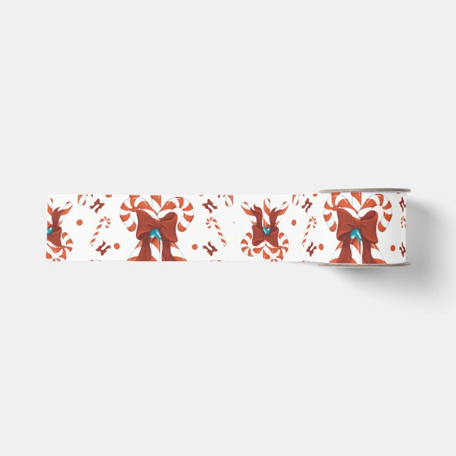 Peppermint Charm Wrapping Paper Grosgrain Ribbon (Front)