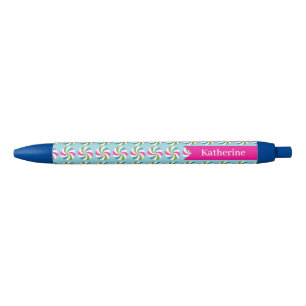 Peppermint Christmas Blue Black Ink Pen