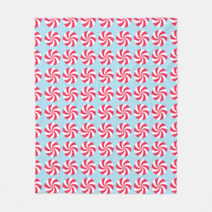 Peppermint Christmas Blue Fleece Blanket