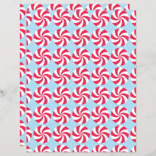 Peppermint Christmas Blue Scrapbook Paper