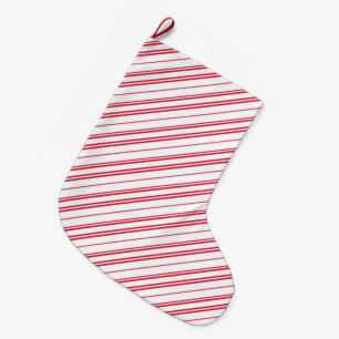 Peppermint Christmas Candy Cane Stripes Large Christmas Stocking