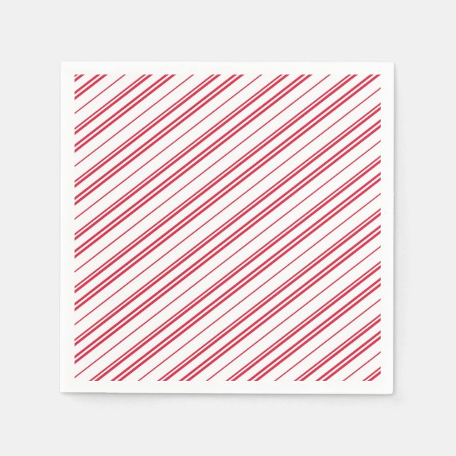 Peppermint Christmas Candy Cane Stripes Napkin (Front)