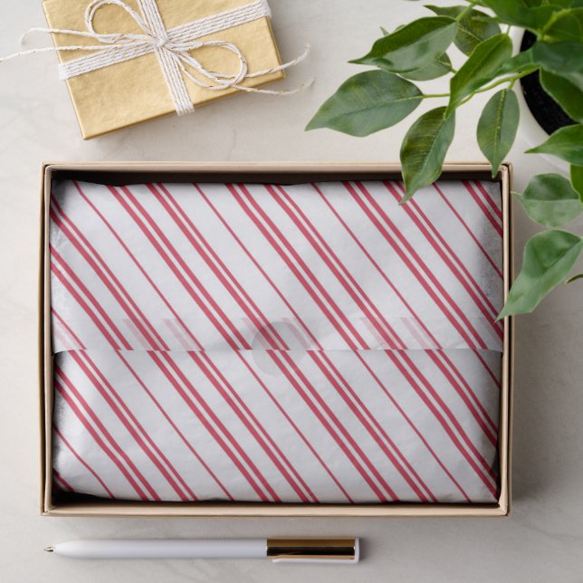 Peppermint Christmas Candy Cane Stripes Tissue Paper (Gift)