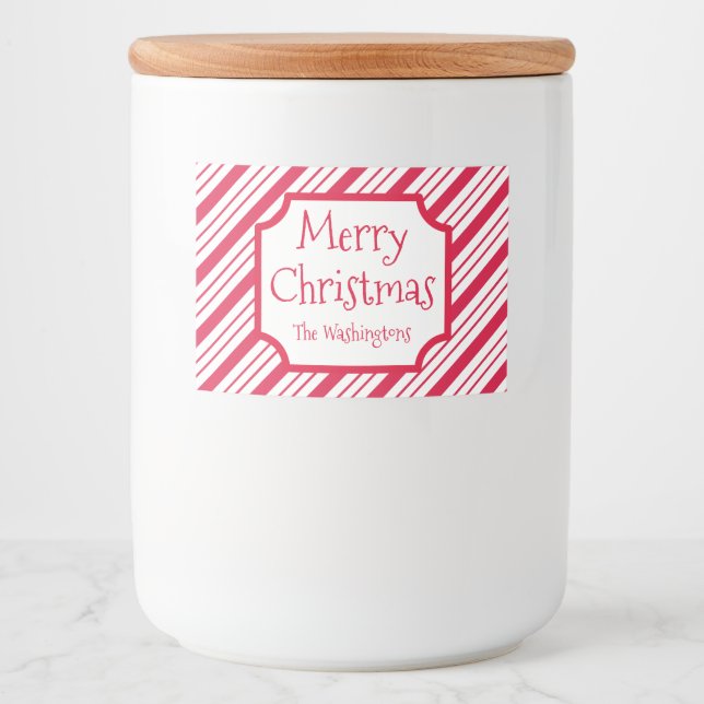 Peppermint Christmas Jar Food Stickers Labels (Front)