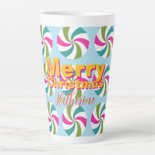 Peppermint Christmas Multicolors Latte Mug