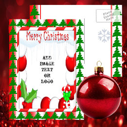 Peppermint Christmas Photo Ready Postcard