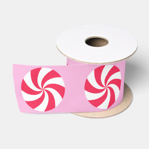 Peppermint Christmas Pink Satin Ribbon