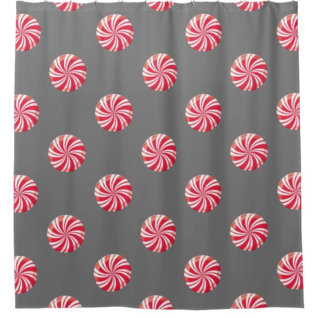 Peppermint Christmas Shower Curtain (Front)