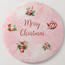 Peppermint Christmas Tea Party Pink Snowflake