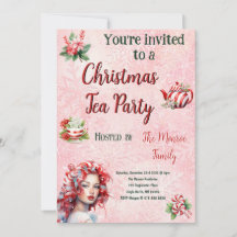 Peppermint Christmas Tea Party Pink Snowflake