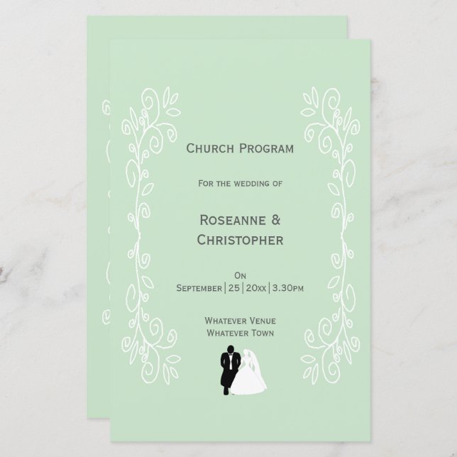 Peppermint Coloured Bride And Groom Design Wedding (Front/Back)
