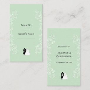 Peppermint Coloured Bride And Groom Design Wedding Place Card