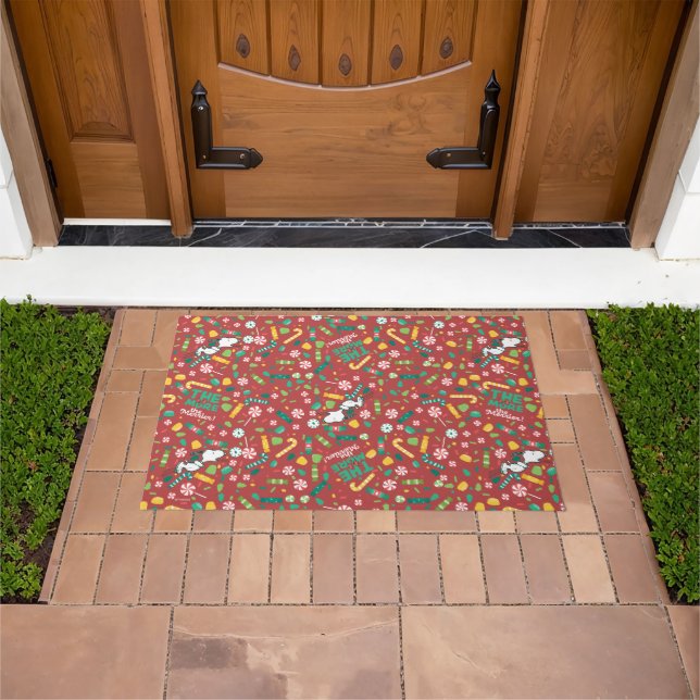 Peppermint Dreams Snoopy Candy Pattern Doormat (Outdoor)