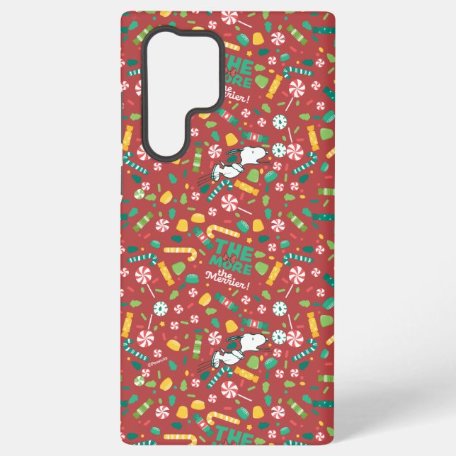 Peppermint Dreams Snoopy Candy Pattern Samsung Galaxy S22 Ultra Case (Back)