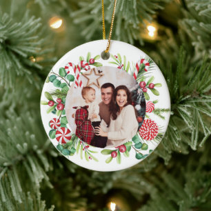 Peppermint Elegance Ceramic Tree Decoration