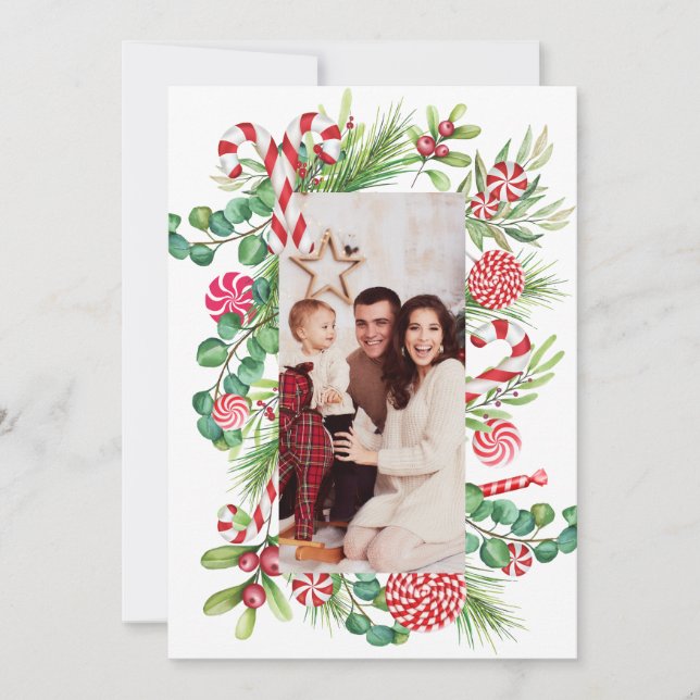 Peppermint Elegance Holiday Card (Front)