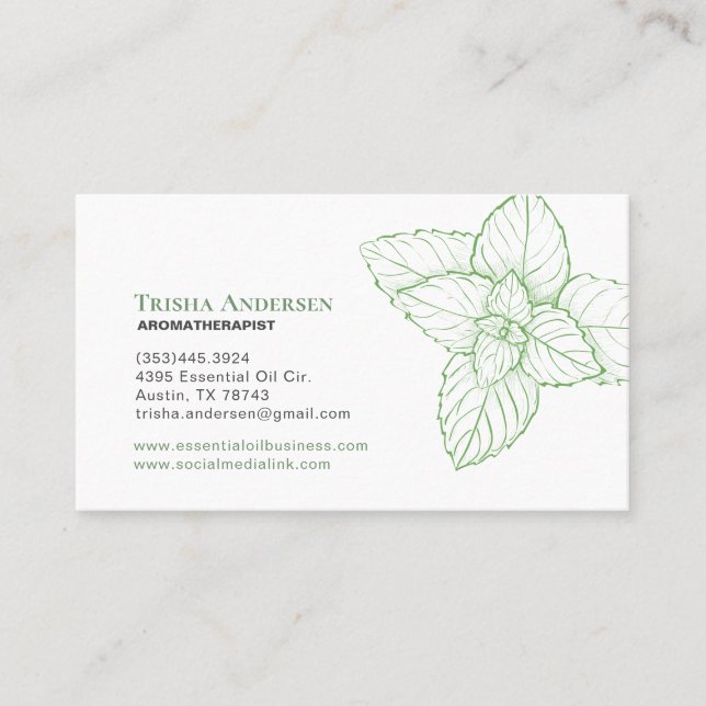 Peppermint Essential Oil Wellness Business Card (Front)