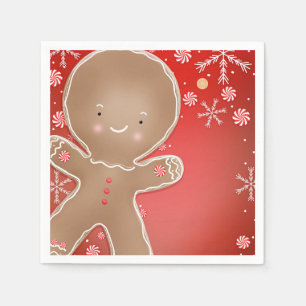 Peppermint Gingerbread Cookie Holiday Party Napkin