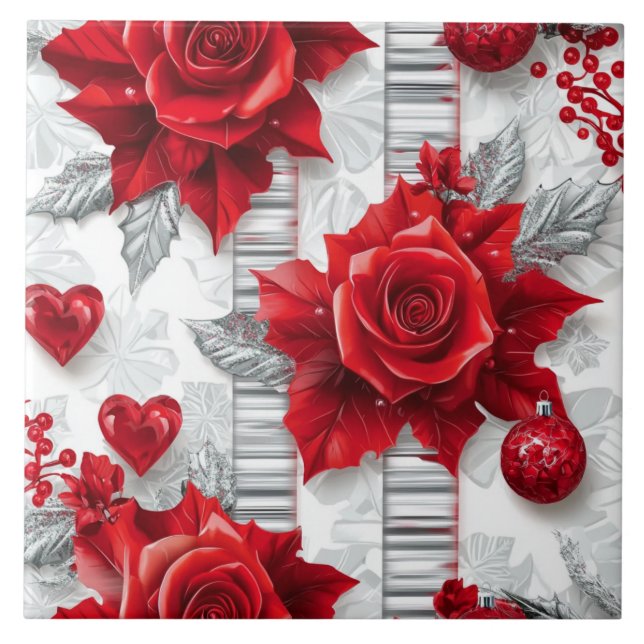 Peppermint Holidays Ceramic Tile (Front)
