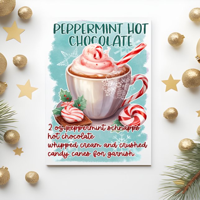 Peppermint Hot Chocolate Christmas Greeting Postcard (Creator Uploaded)