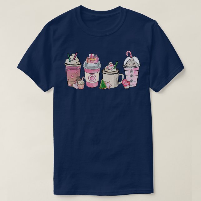 Peppermint Iced Latte Snowmen Sweets Snow Christma T-Shirt (Design Front)