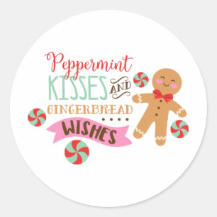 Peppermint Kisses Classic Round Sticker
