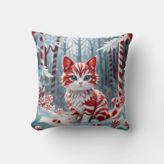 Peppermint Kitten - Candy Cane Forest Pillow