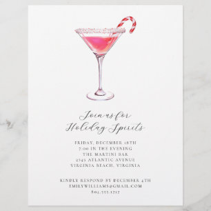 Peppermint Martini Holiday Cocktail Party Invite Flyer