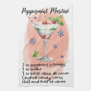 Peppermint Martini Recipe Christmas design Tea Towel