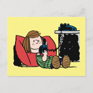 Peppermint Patty on the Phone Postcard