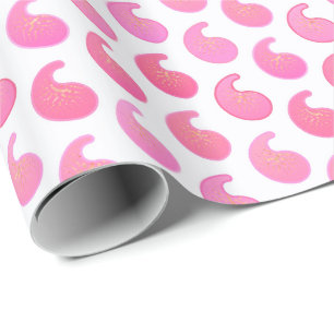 Peppermint pink paisley on white wrapping paper