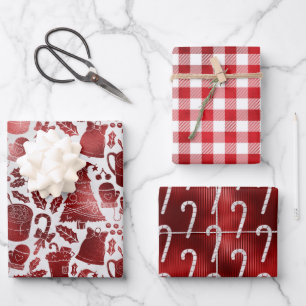 Peppermint Plaid Holiday Wrapping Paper Sheets