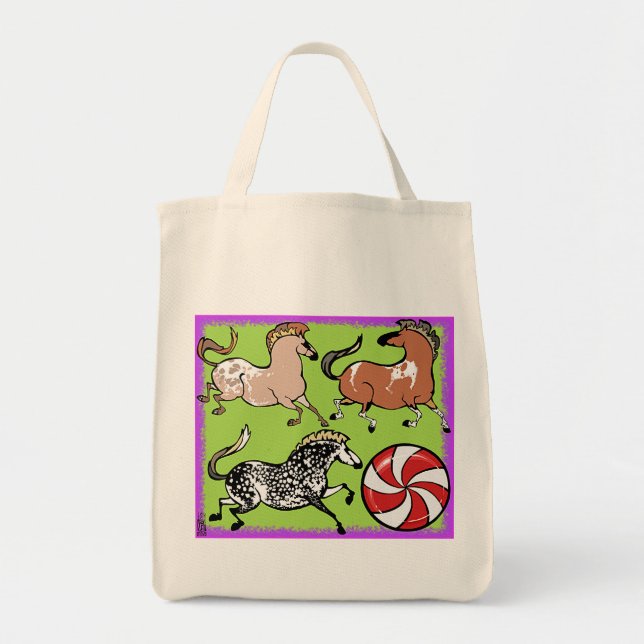 Peppermint Pony Grocery Tote Bag (Front)
