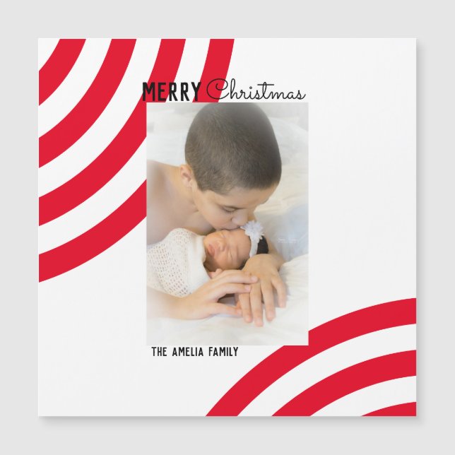 Peppermint Rainbow Christmas Photo Holiday  (Front)