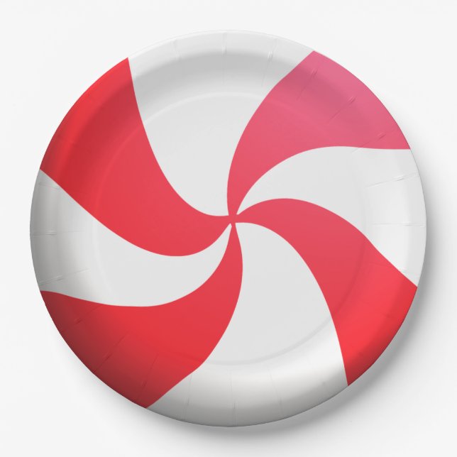 Peppermint Red and White Paper Plate (Front)