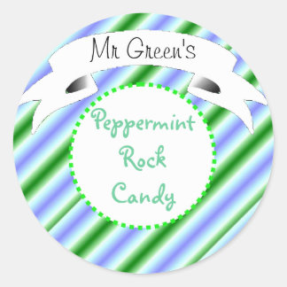Peppermint rock candy striped label
