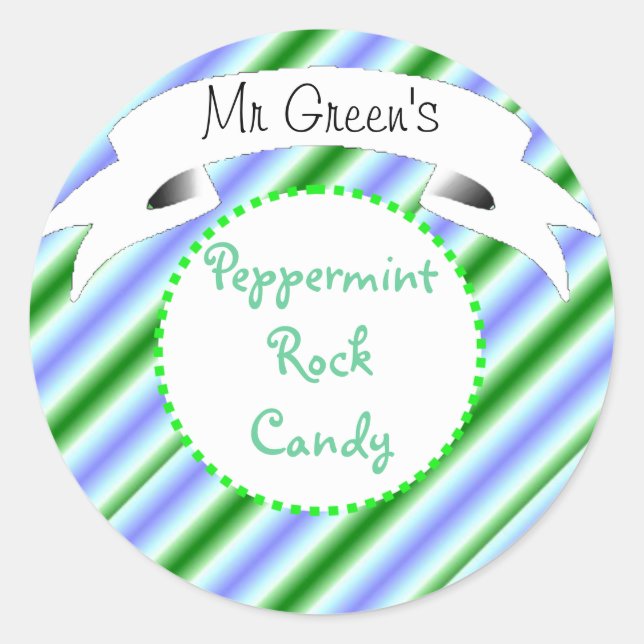 Peppermint rock candy striped label (Front)