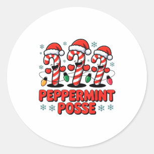 Peppermint Sse Candy Cane Funny Christmas Santa Ha Classic Round Sticker