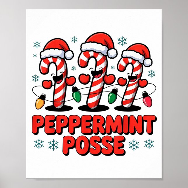 Peppermint Sse Candy Cane Funny Christmas Santa Ha Poster (Front)