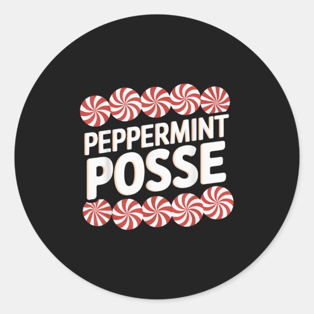 Peppermint Sse Festive Christmas Candy Theme Famil Classic Round Sticker (Front)