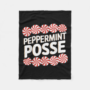 Peppermint Sse Festive Christmas Candy Theme Famil Fleece Blanket