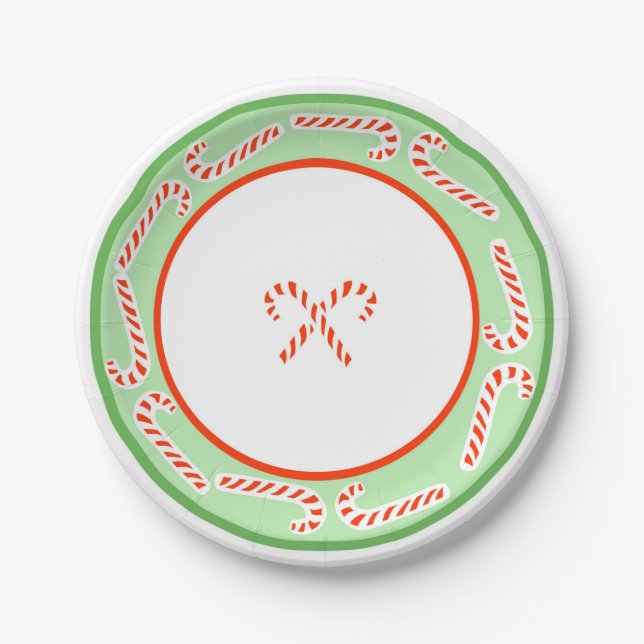 Peppermint Stick Green Paper Plates (Front)