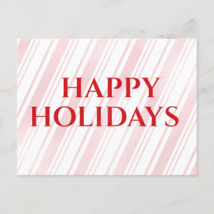 Peppermint Stripe Happy Holidays Holiday Postcard